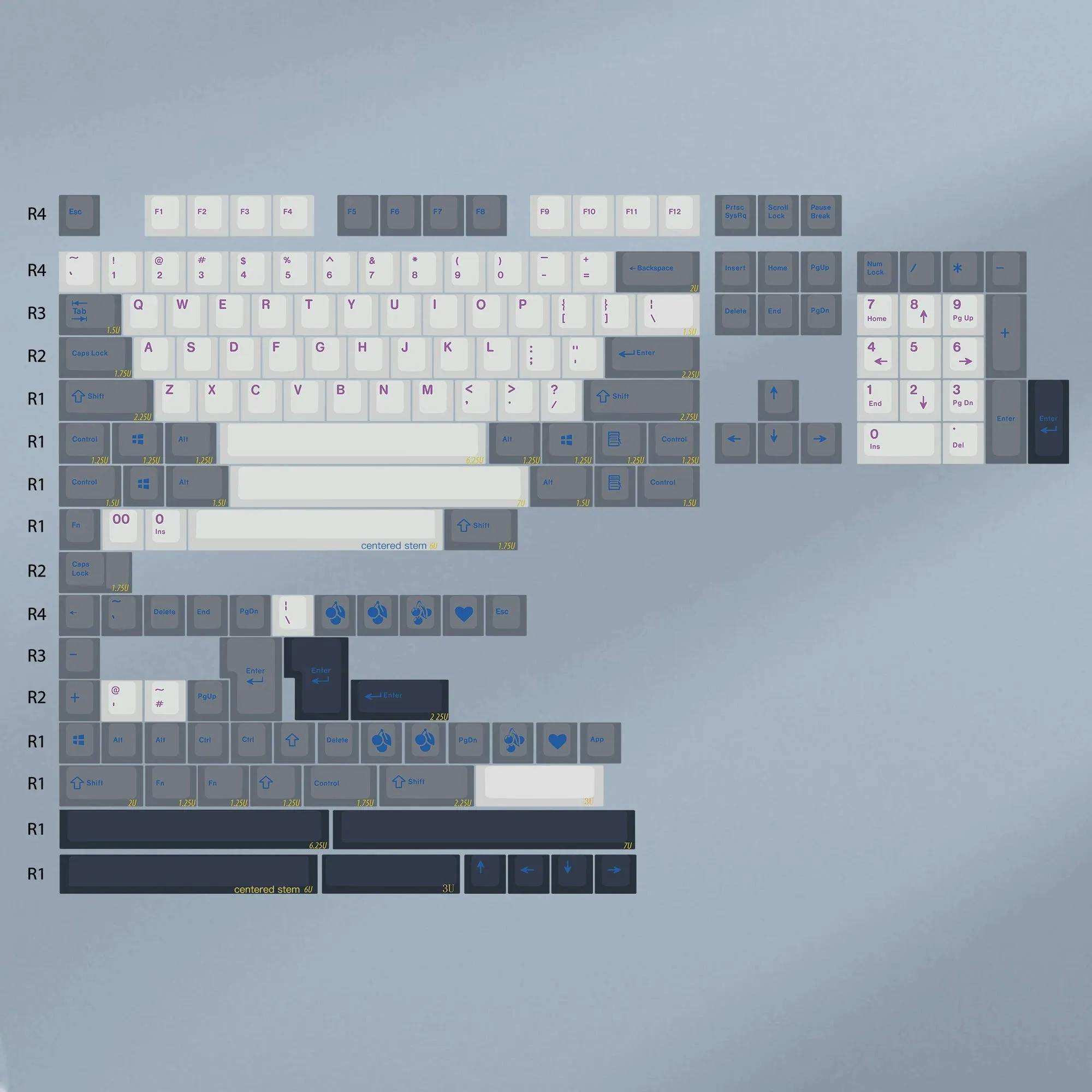 Image for EPBT Grey-White Doubleshot ABS Keycaps