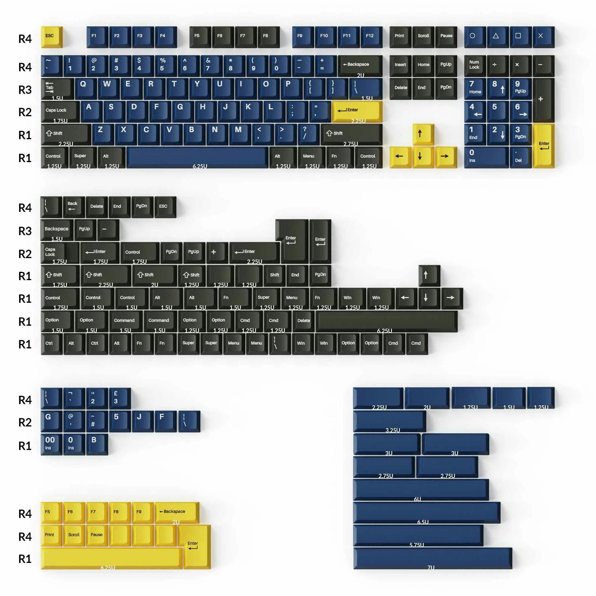 Image for Keychron Dark Blue and Golden Keycap Set (ANSI)